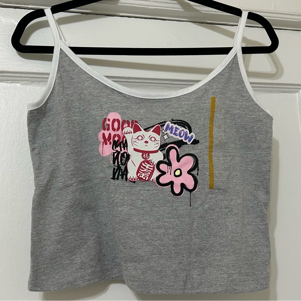 Lucky Cat Japanese Graphic Tank Top (NWT)